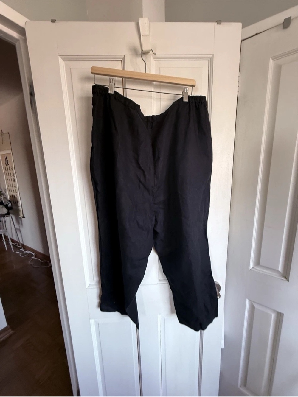 Linea by Louis Dell'Olio Womens 2X Black Pull On Straight Leg 100% Linen Pants